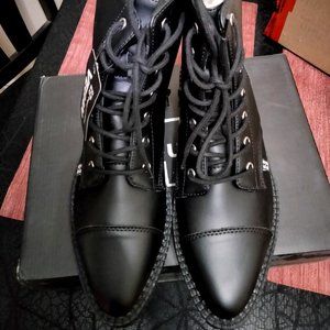 Black TUKskin™ Vegan Pointed Lace Up Boot